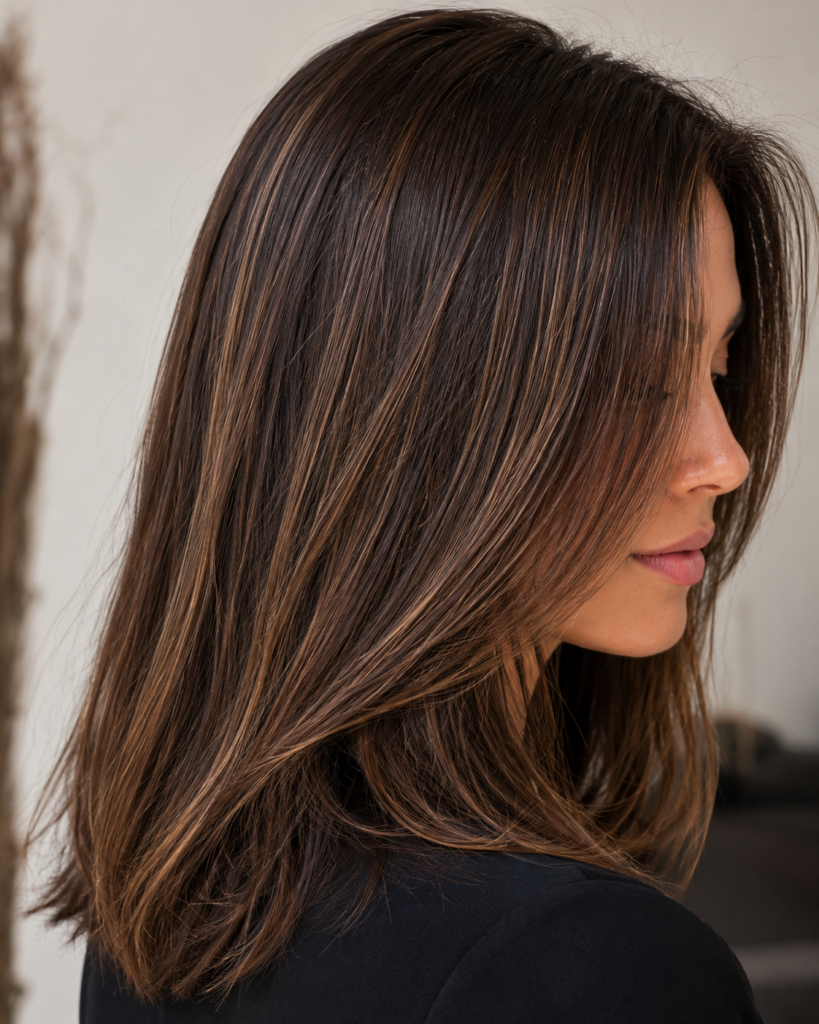 Medium-length brown hair