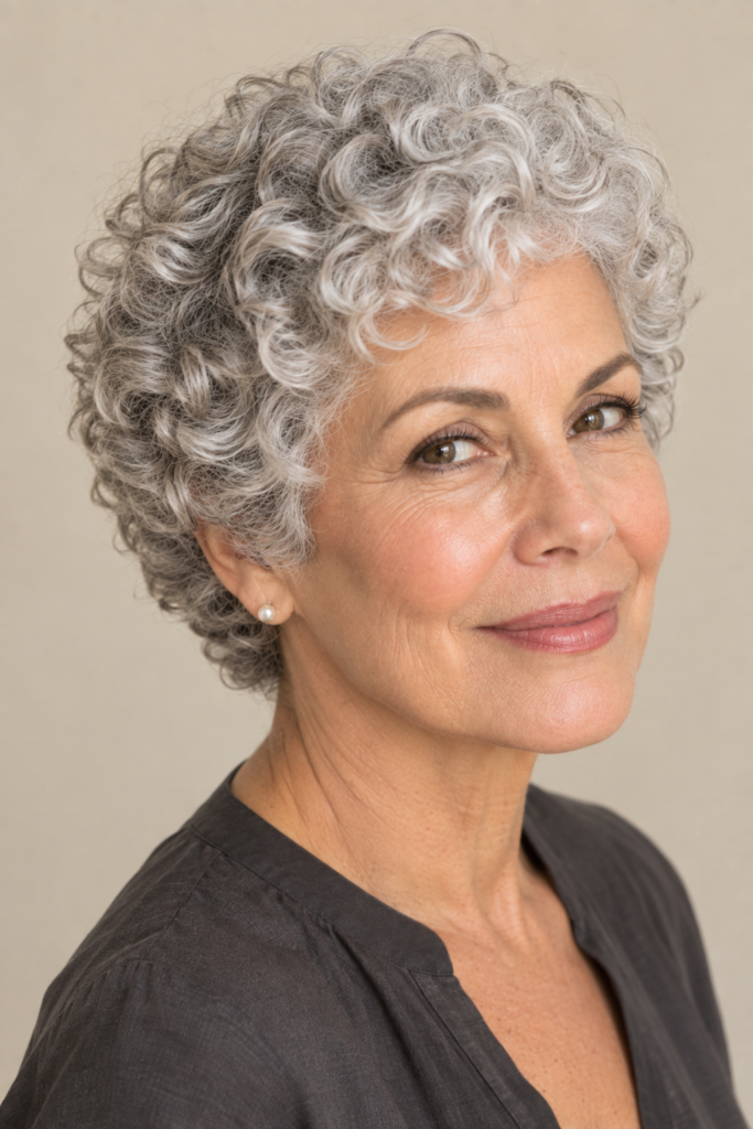 Asymmetrical curly bob