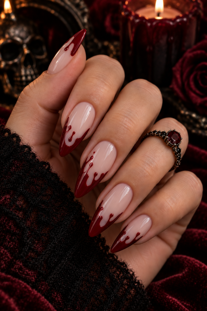 Bloody French Tip Nails