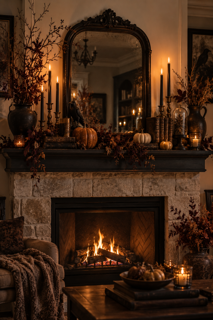 Haunted Autumn Fireplace Mantel