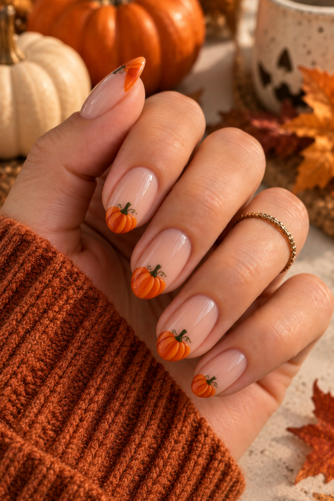 Pumpkin Tip Autumn Nails
