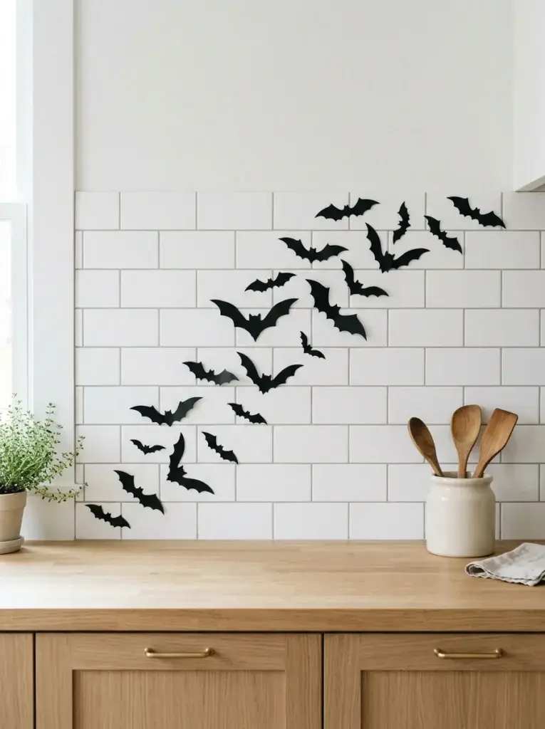 Add a Curving Trail of Removable Bats Across the Backsplash